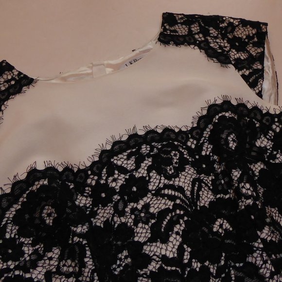 LK Bennett Lavinie White with Black Floral Lace Overlay Dress NWT USA Size 4 - Picture 9 of 14